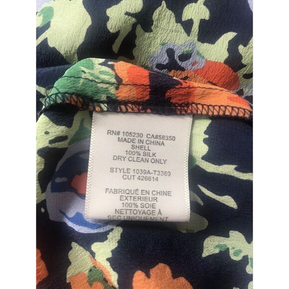 JOIE Navy Floral Print Mckenna Silk Blouse Women's Size Small MSRP $258 - Picture 6 of 7